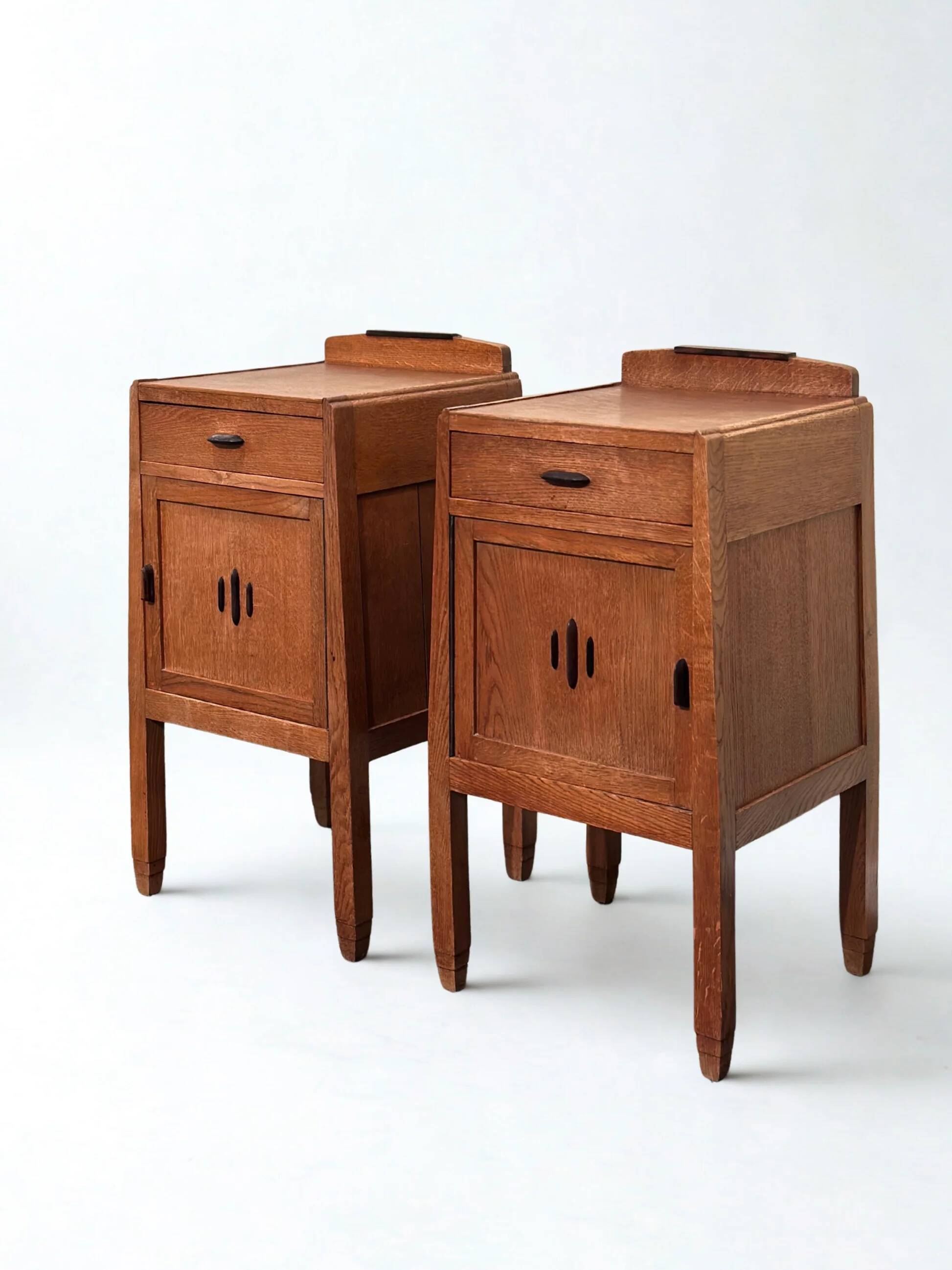 Pair of Amsterdamse School nightstands by J.J. Zijfers