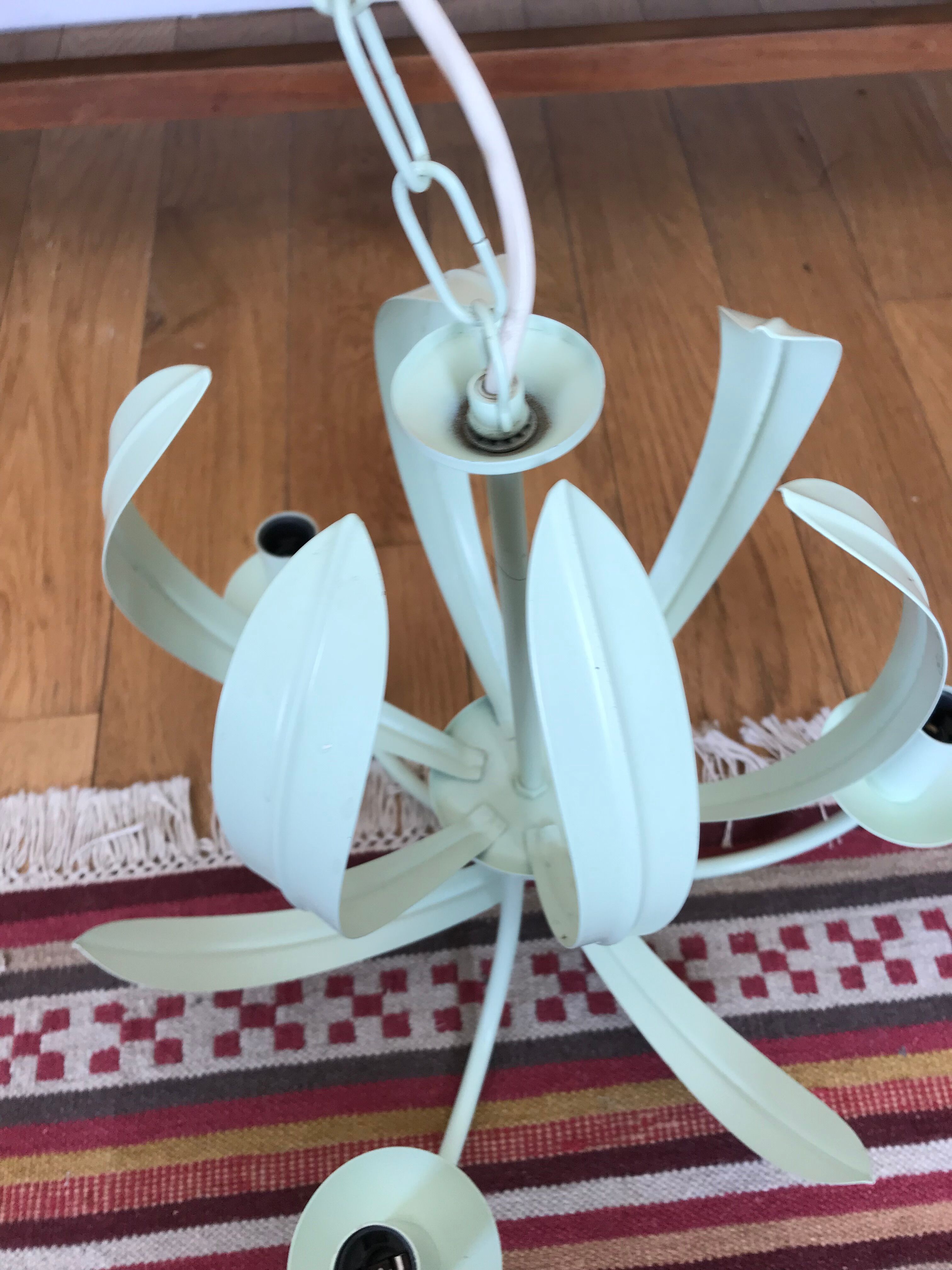 Green water metal chandelier