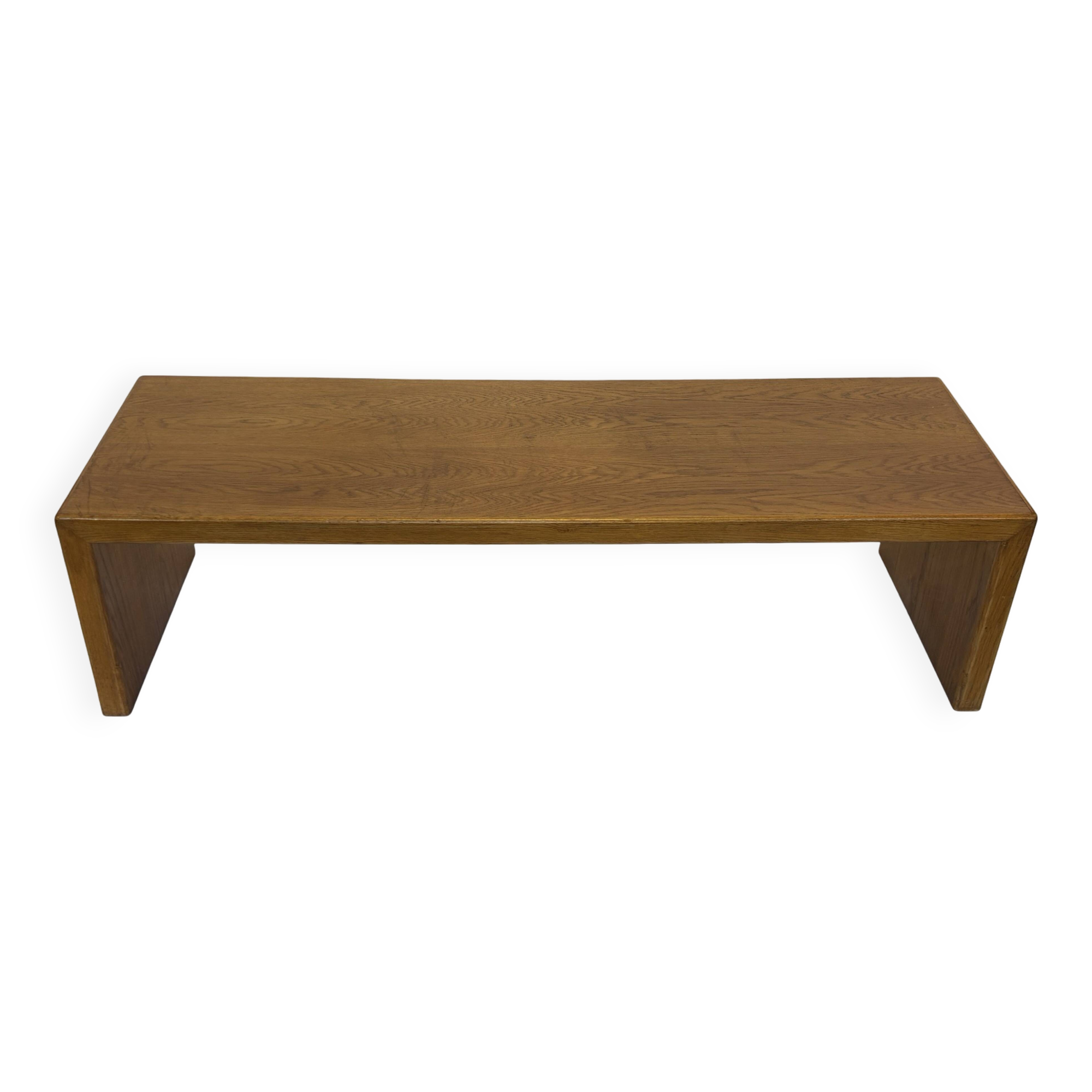 Minimalist vintage teak wood small solid bench