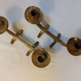 Pair of brutalist candlesticks in solid brass - 1960s