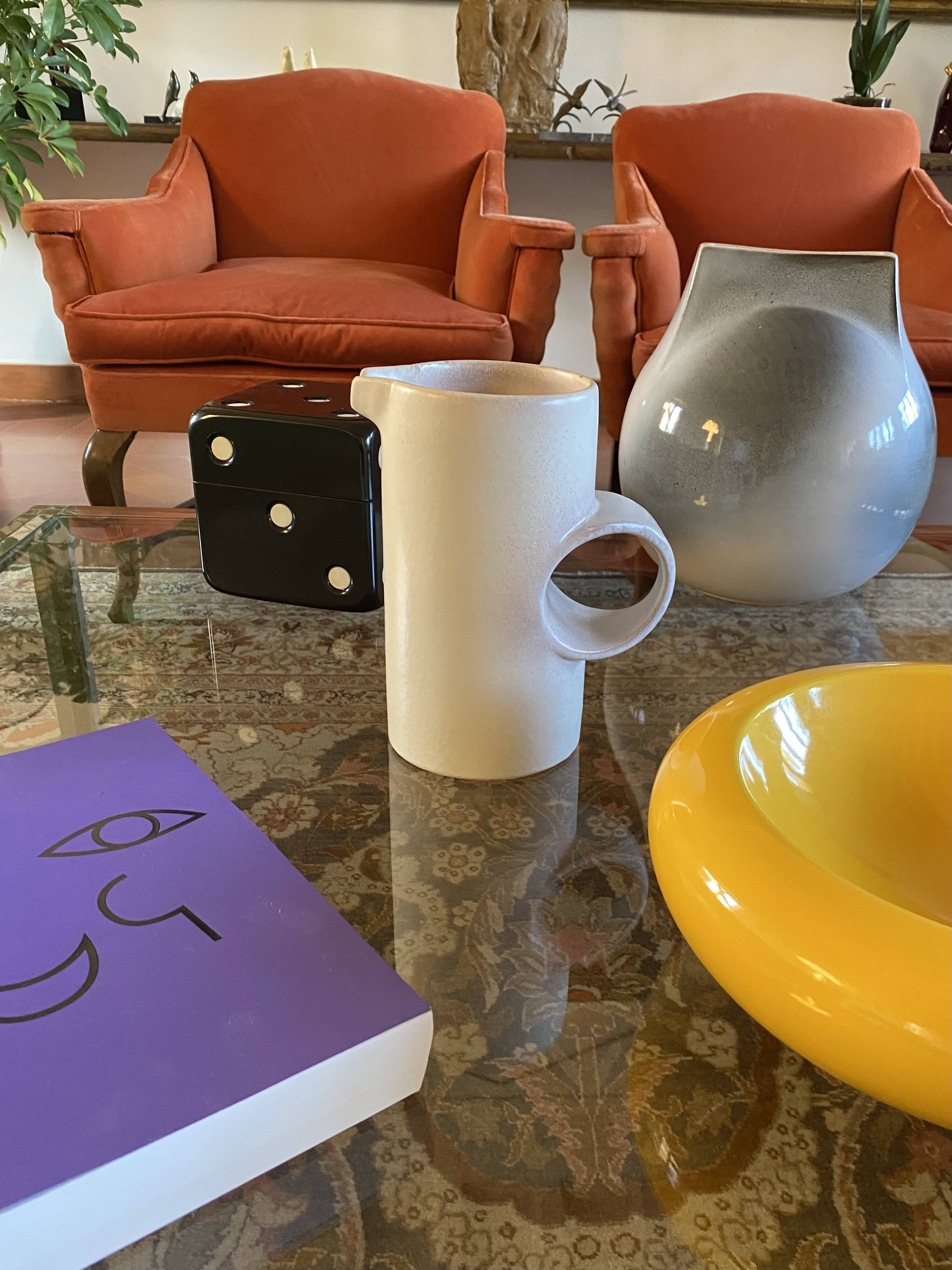 Organic modern white ceramic vase / jug, La Sfera Italy 1980s