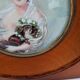 miniature painting. Young girl with dog. Signed Dallery.