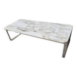 Marble and stainless steel coffee table