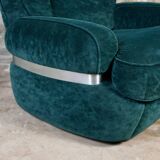 Pair of Beka armchairs in green velvet