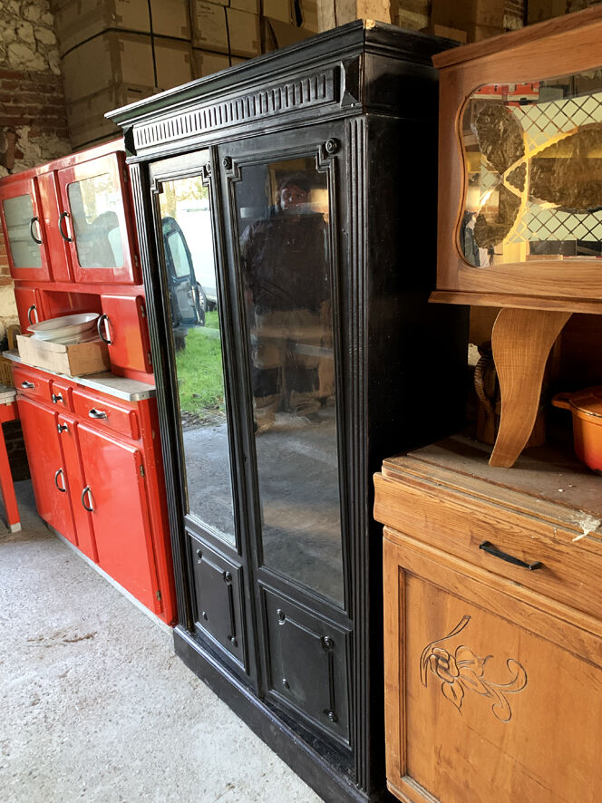 Old black wood showcase