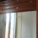 Old art nouveau 3-door wardrobe with mercury mirror