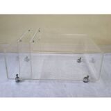 Vintage plexiglass coffee table and magazine rack, 1970s