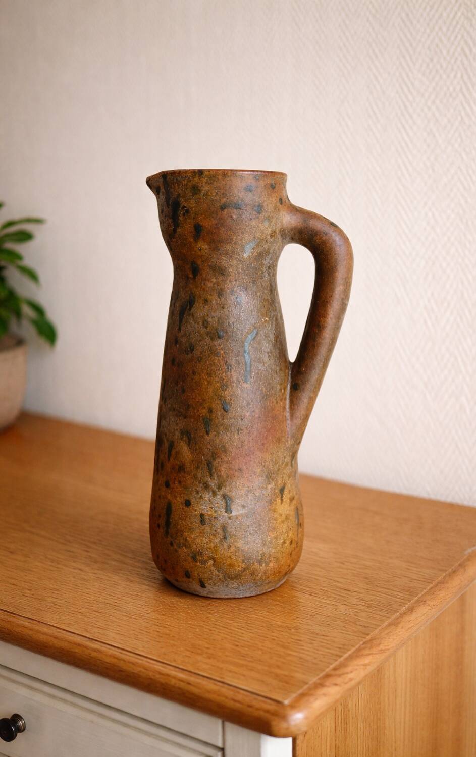Vintage signed pyrite stoneware carafe