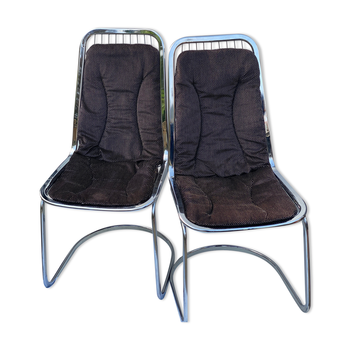 Pair of  gastone rinaldi chrome dining chairs