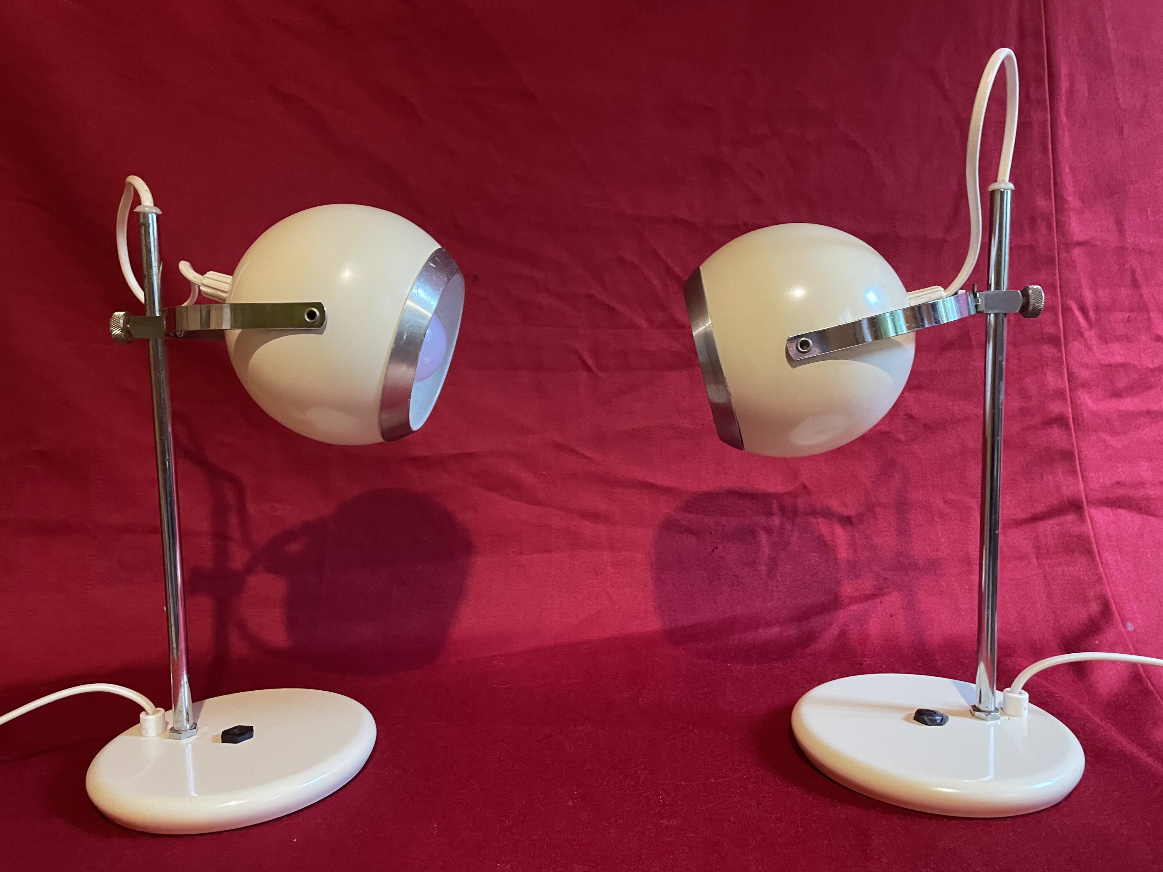 Pair of Eye-Ball lamps, "Aluminor", 1970s