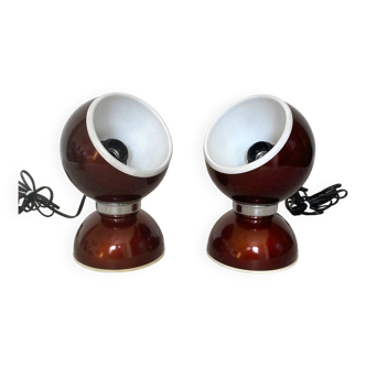 Pair goffredo reggiani magnetic eyeball lamps - space age - 1960's