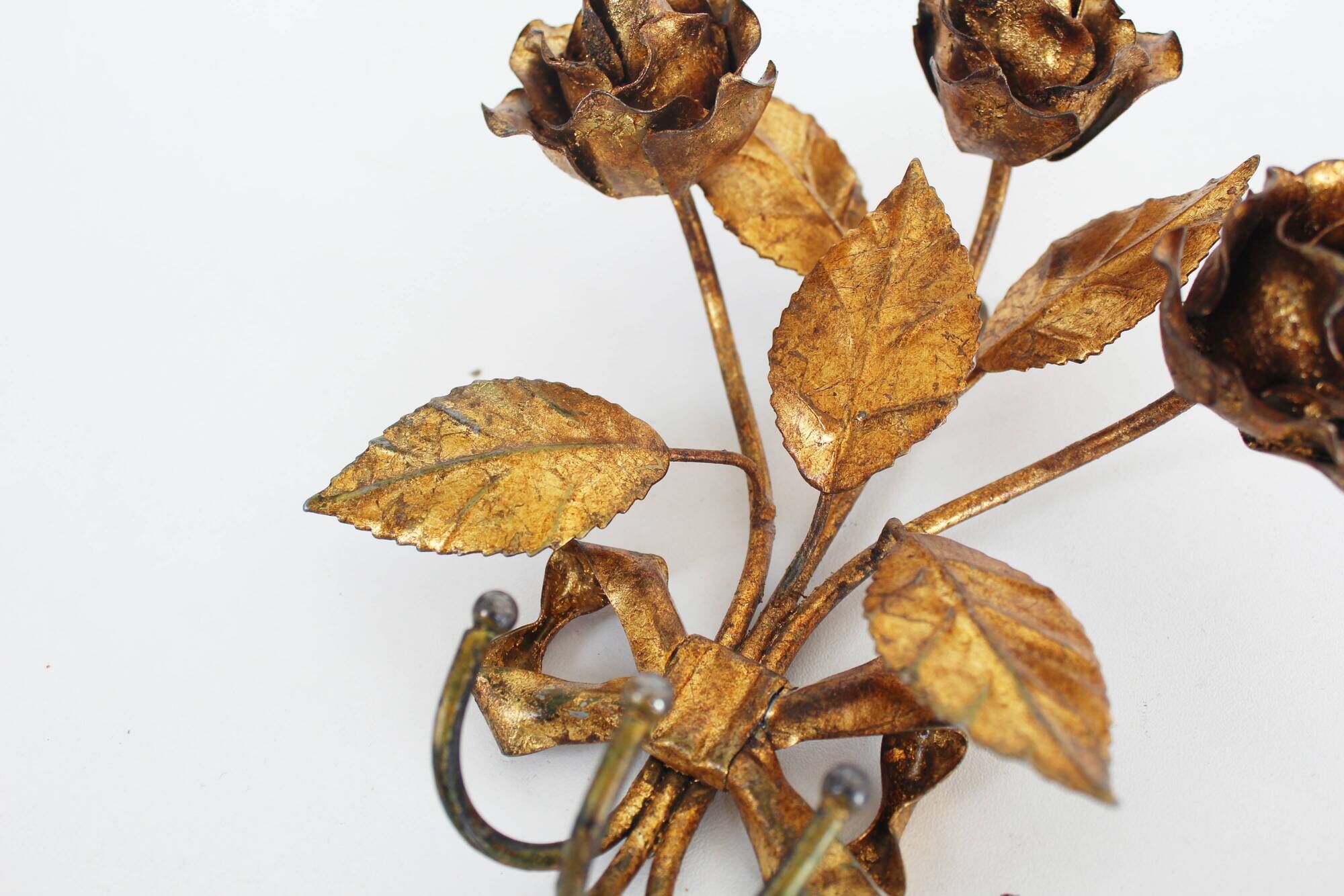 Set of 2 Original 1950's Italian gilt Toleware coat hangers