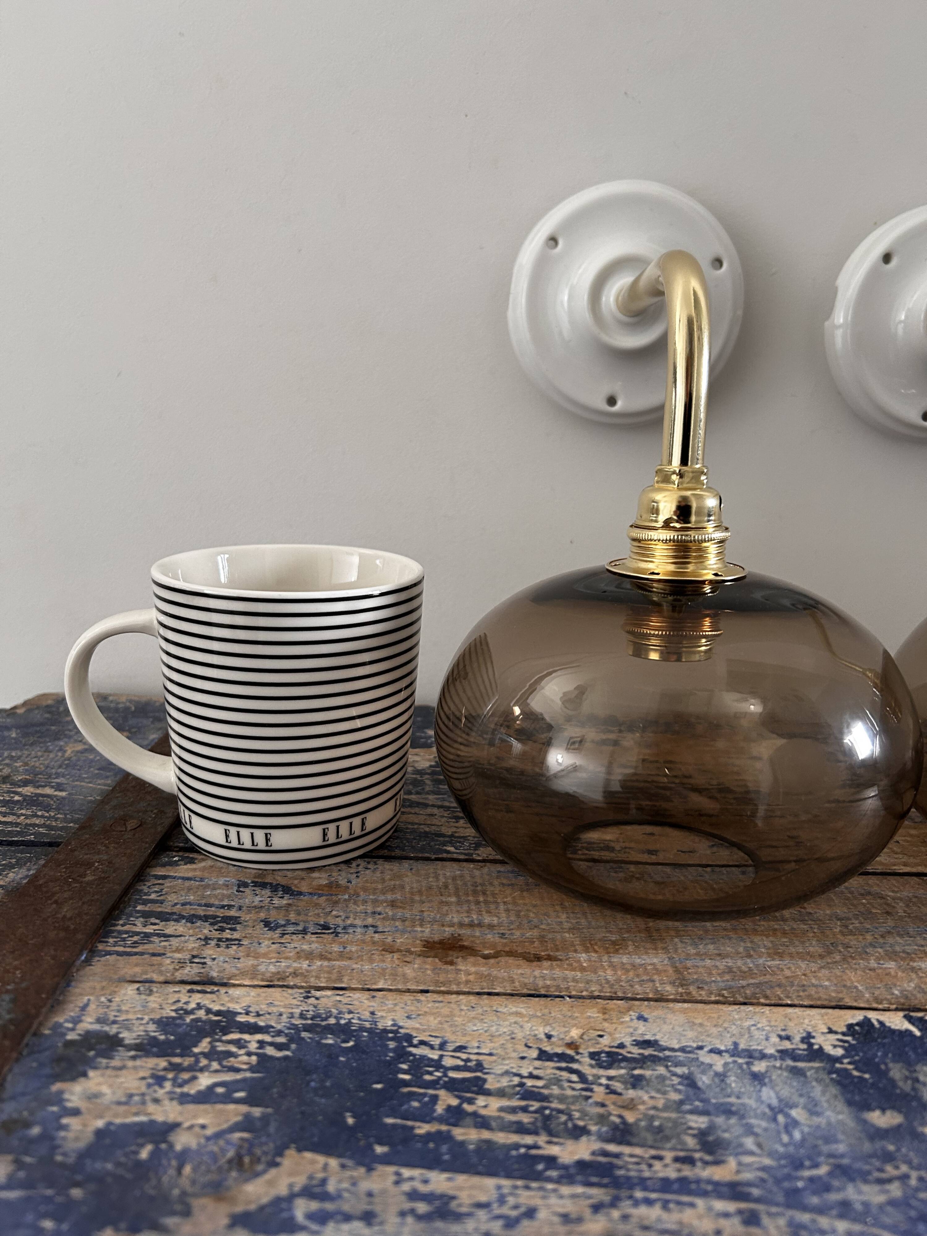 Pair of smoked glass wall lights