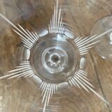 Etched glass stemware, red wine glasses