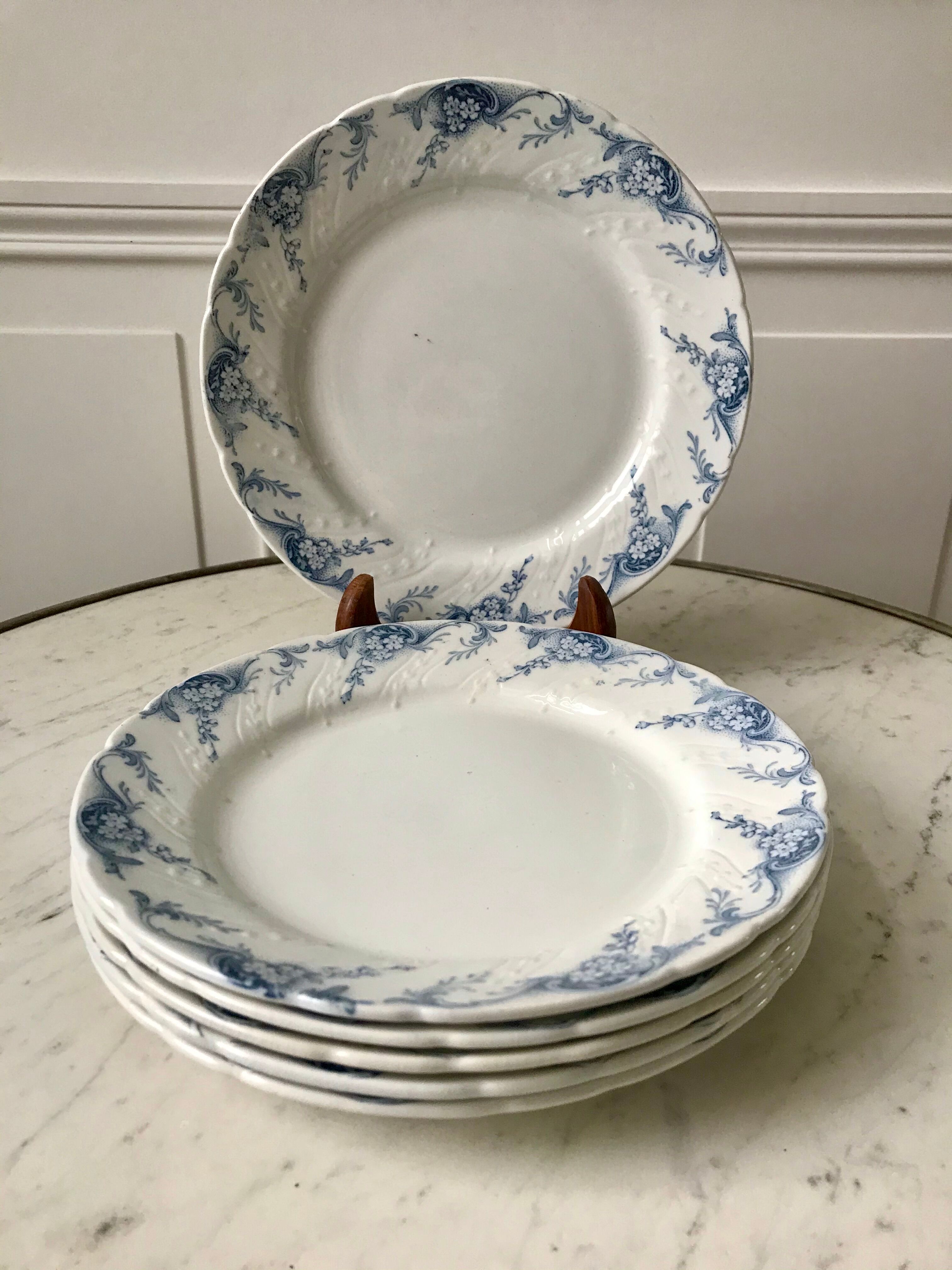 set of 6 dessert plates in K&G Lunéville Ironstone, "Angèle" model, late 19th century