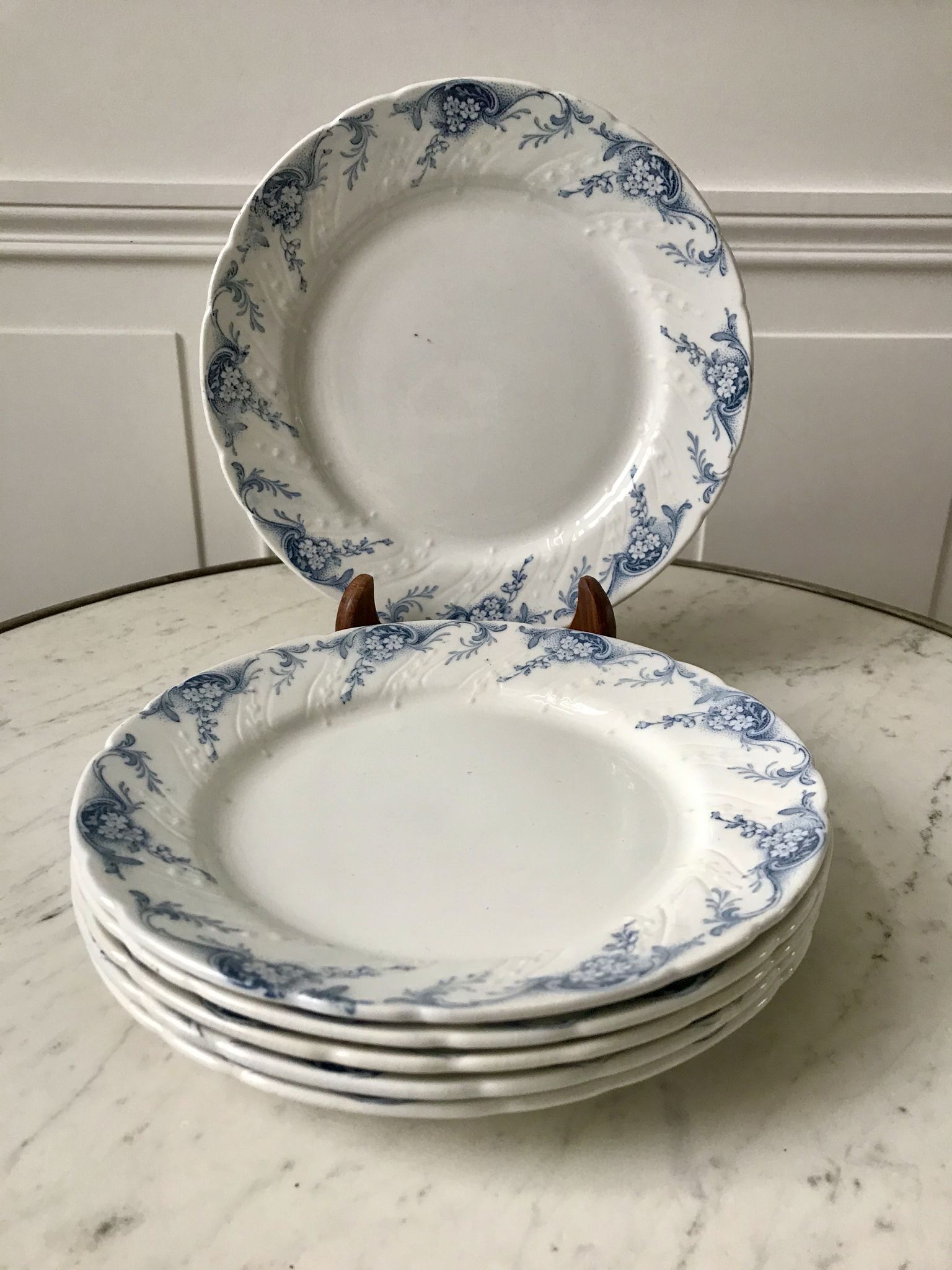 set of dessert plates in K&G Lunéville Iron Earth model "Angèle" late 19th century