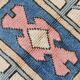 Grand tapis kilim 286x208, tons rose et bleu, motifs tribaux vintage