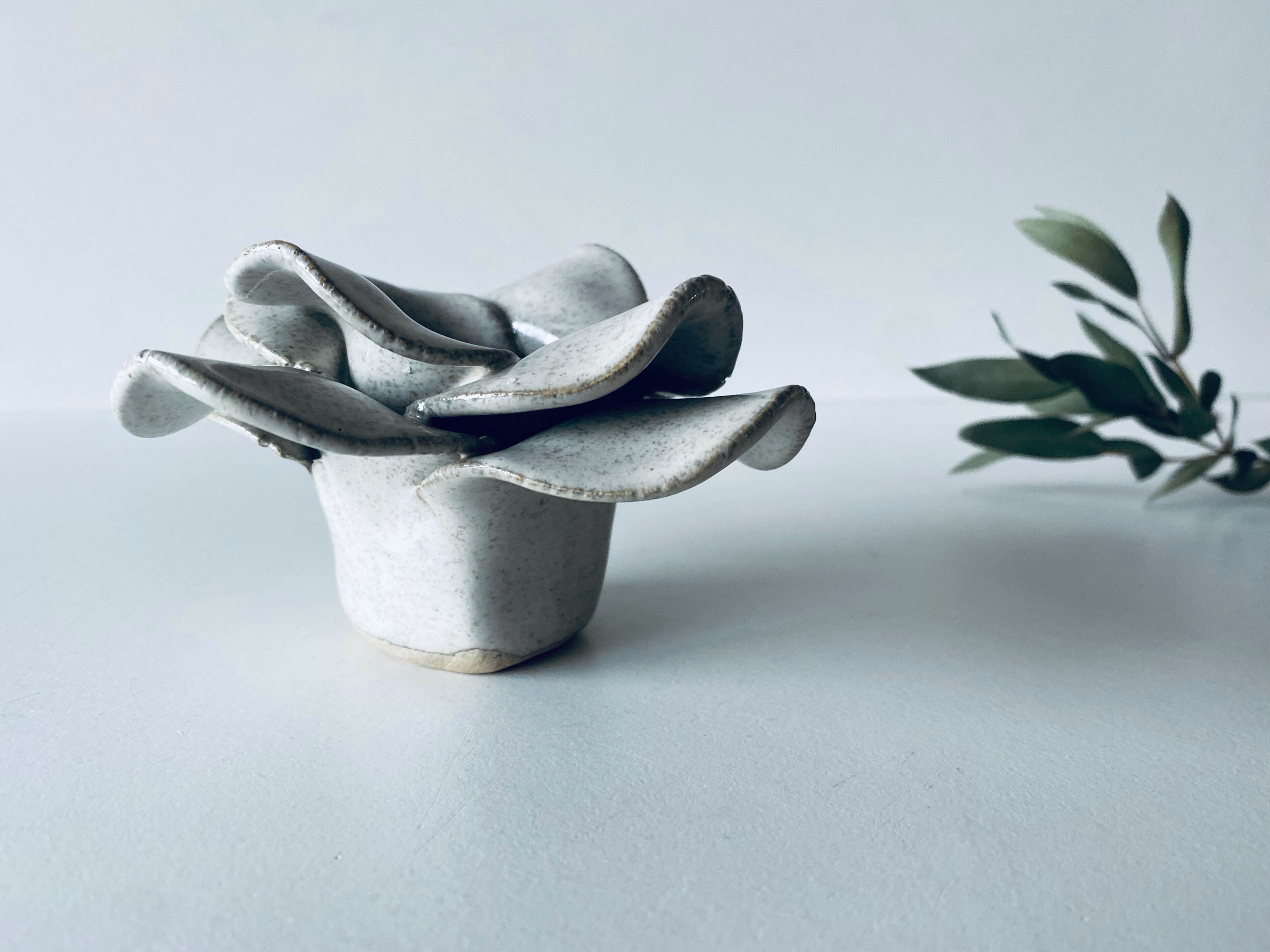 Ceramic flower candle holder signed