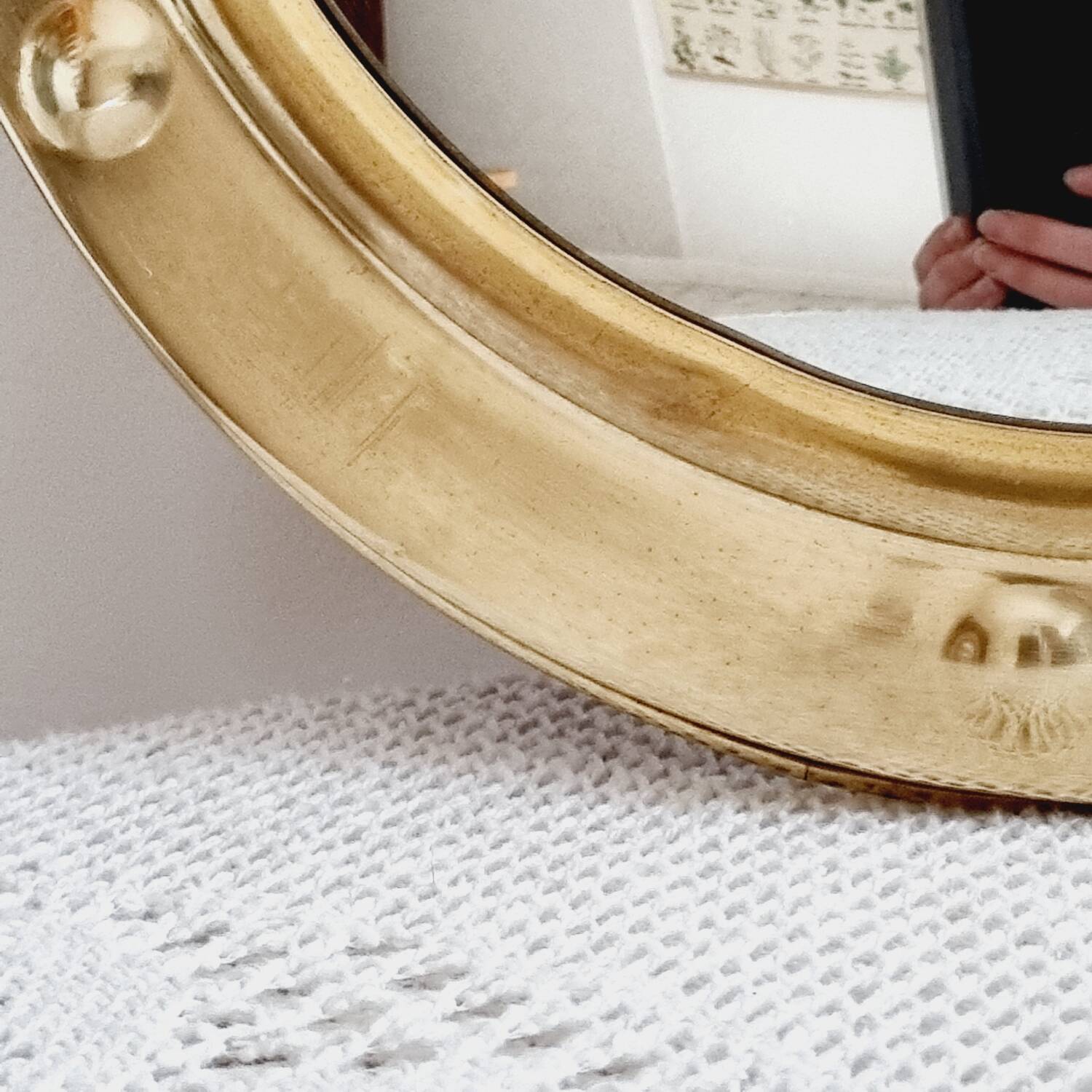 Brass witch's eye porthole mirror