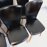Set of 6 vintage Baumann Essor chairs in beech wood and skai