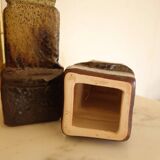 Pair of brutalist ceramic candle holders