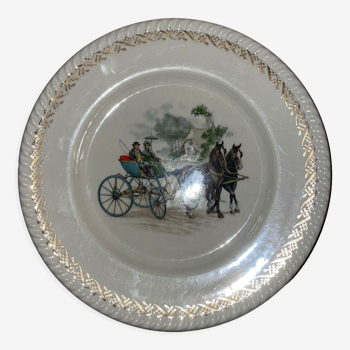 Assiette en faïence de Lunéville_Carrosse/chevaux