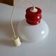 White and red opaline glass chandelier vintage 1970 space age