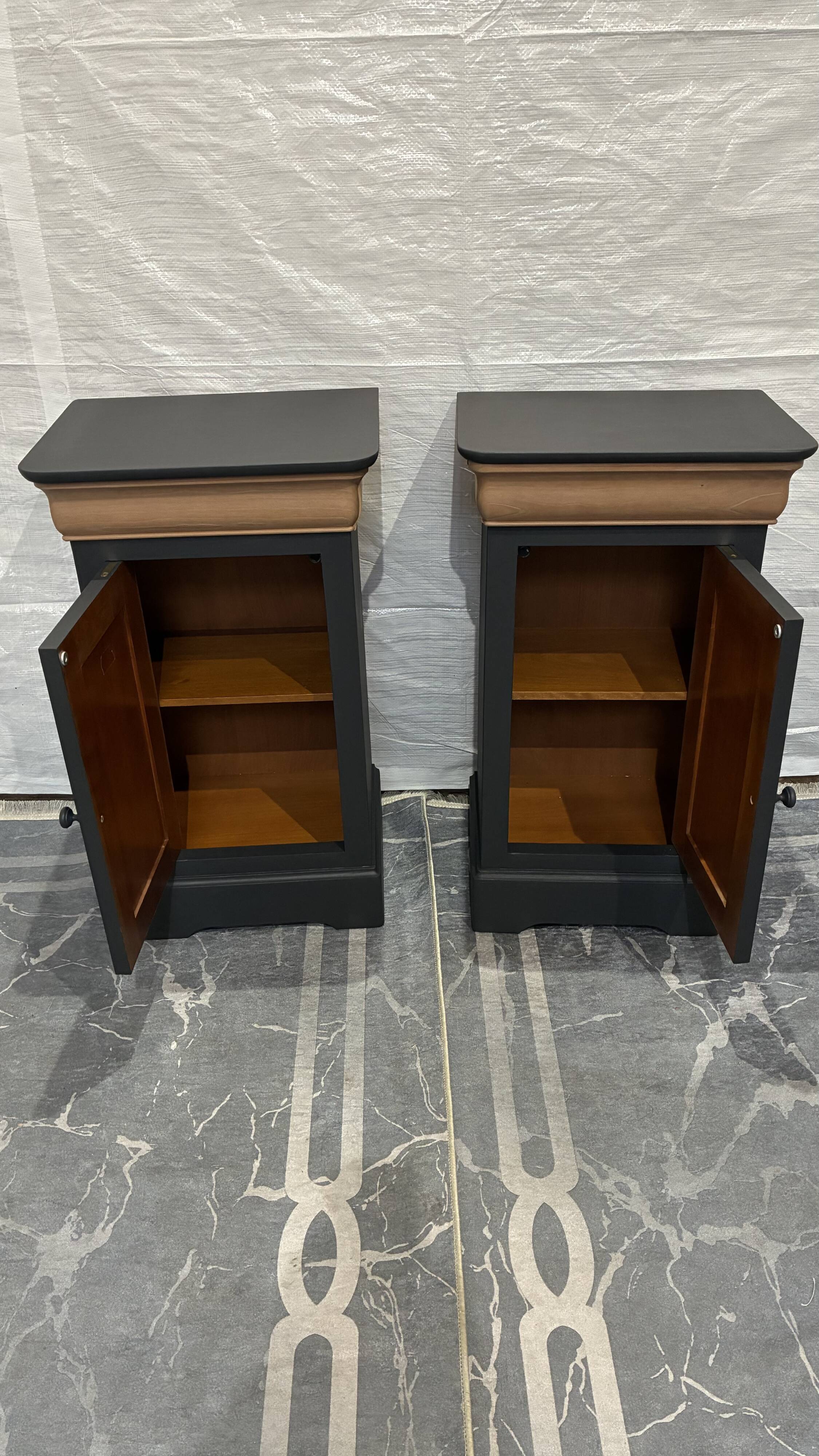 2 restored Louis Philippe style bedside tables