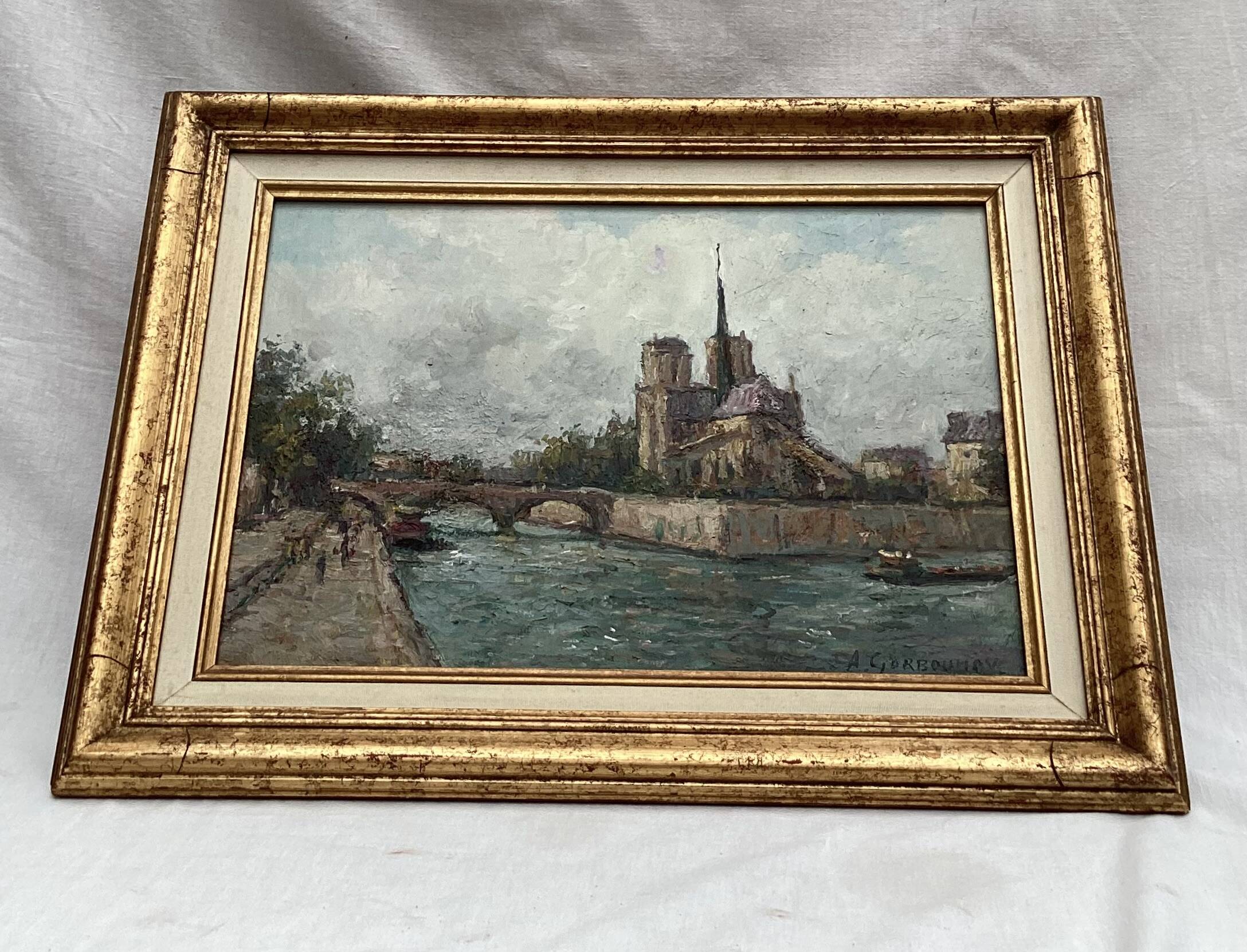 Painting Oil on canvas signed -Paris— dimensions: height -48cm- width -60cm-