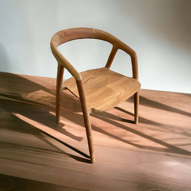 Solid wood chair with armrest