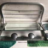 Aluminum wall coat rack with mirror and hat rack 50s