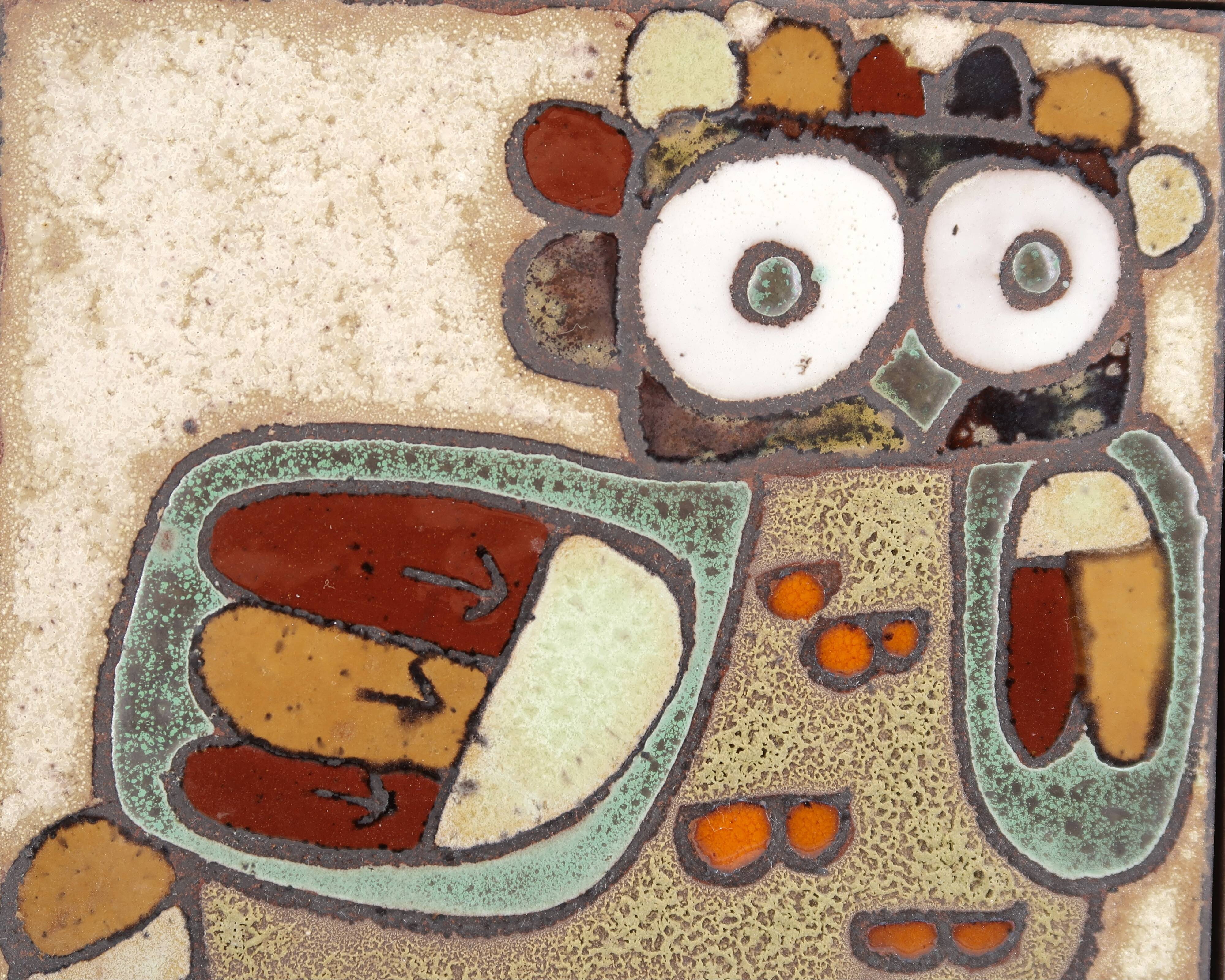 Ceramic trivet by Roland Zobel The Owl, 1970s