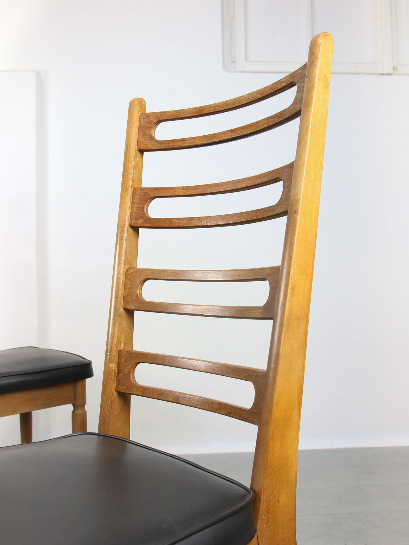 Vintage wooden & brass dining chairs
