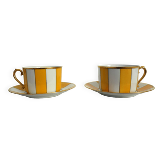 2 tasses avec sous tasses porcelaine de Limoges vintage