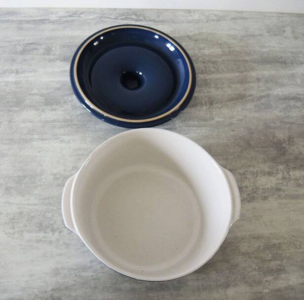 Old fontignac blue ceramic casserole