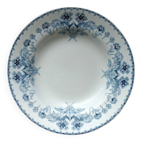 Assiette ancienne creuse, terre de fer modèle Hélène motif floral, début XXeme siecle