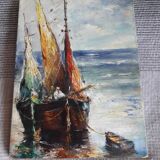 Old painting representing a seascape