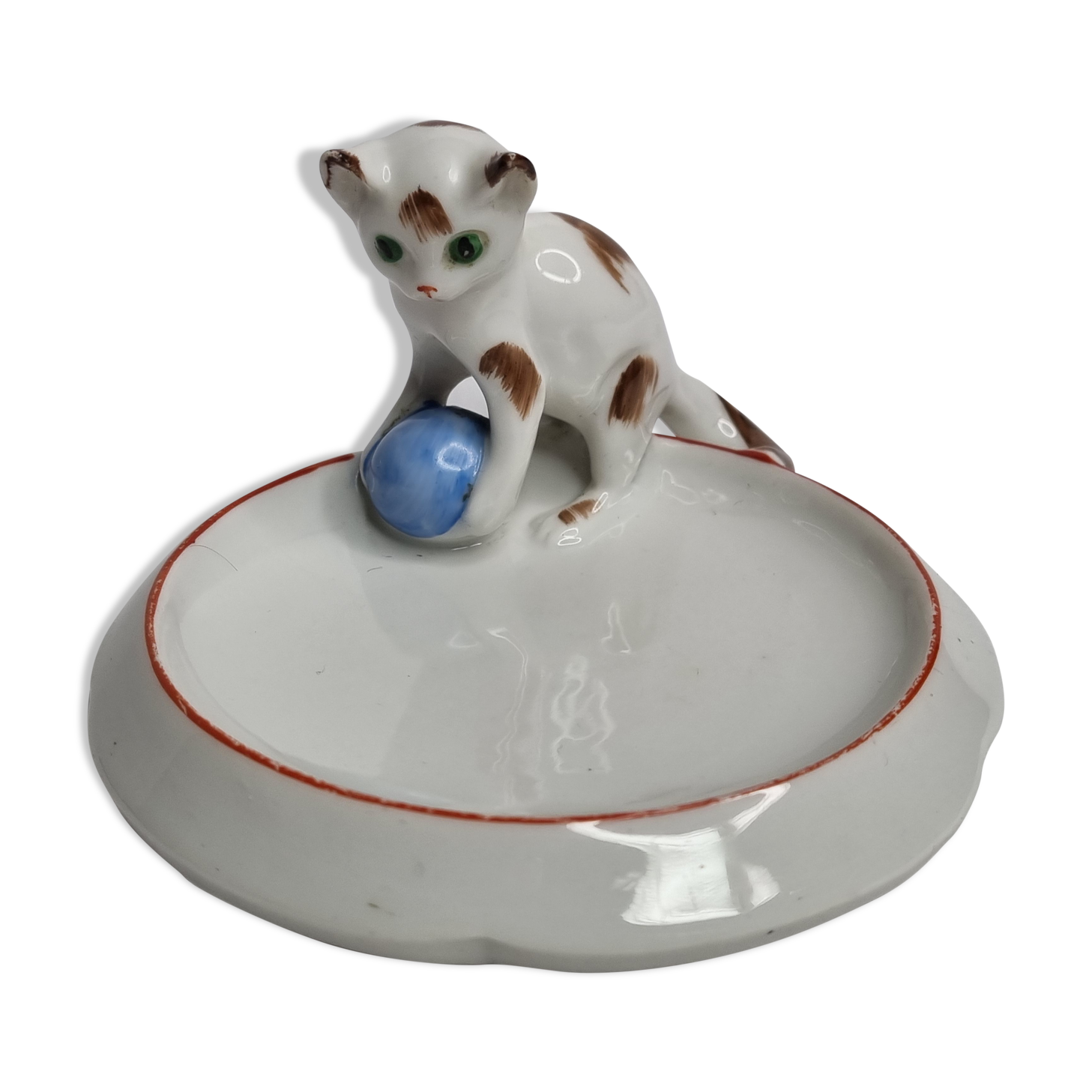 Empty bath pocket decorated kitten "Pfeffer Porzellan" 1930-40 years