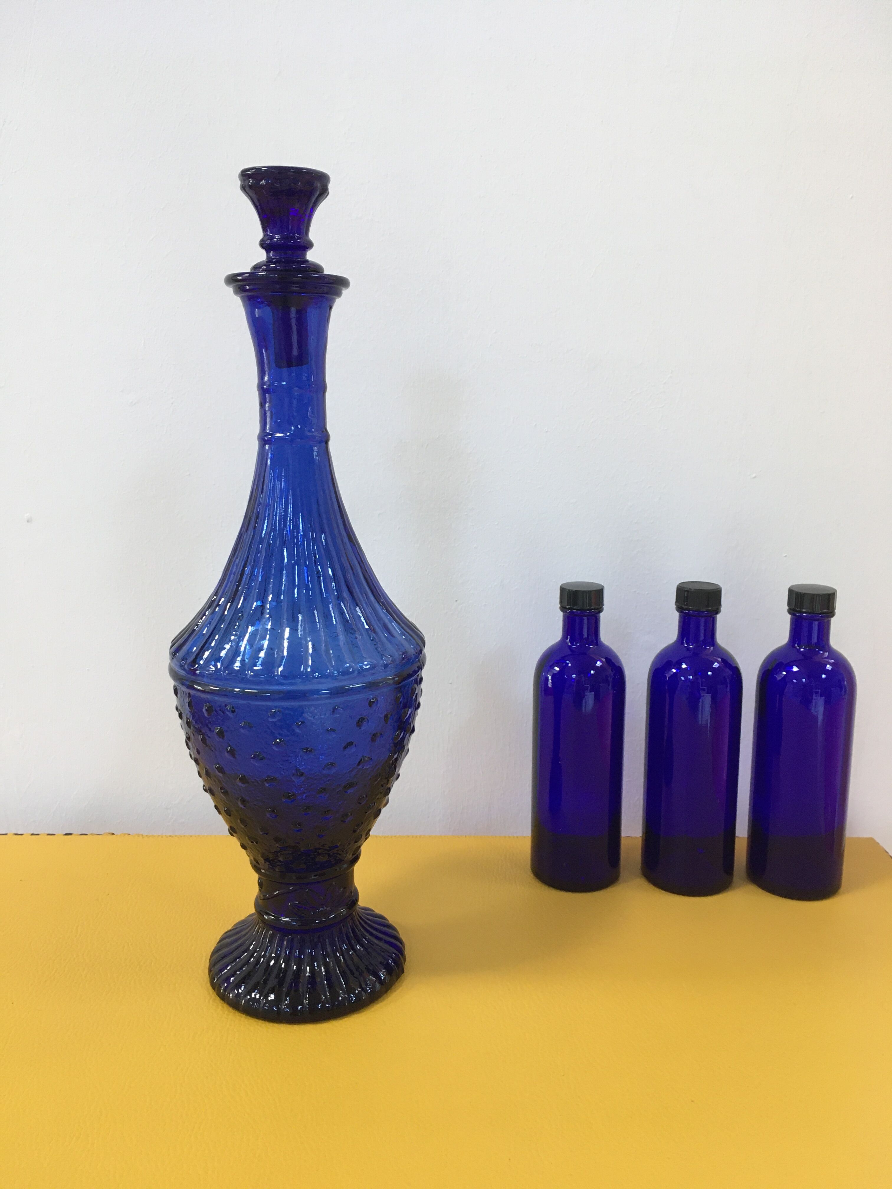 Cobalt blue glass Empoli style carafe