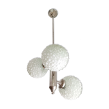 Vintage 1970s 3 ball white opal glass chandelier