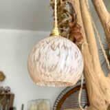 Vintage portable lamp with customizable pink Clichy glass globes