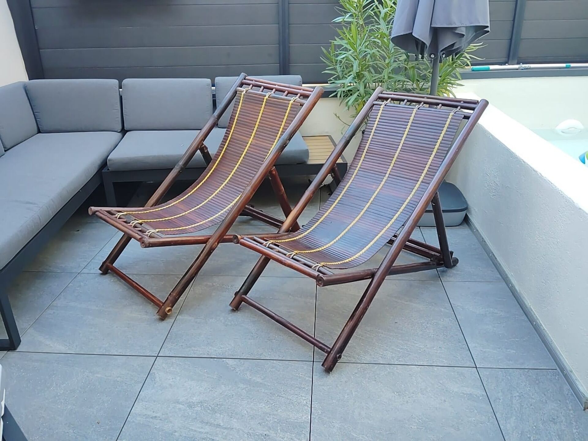 Pair of bamboo flip-flops