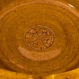 Antique handcrafted terracotta tian with yellow glaze – Occitanie