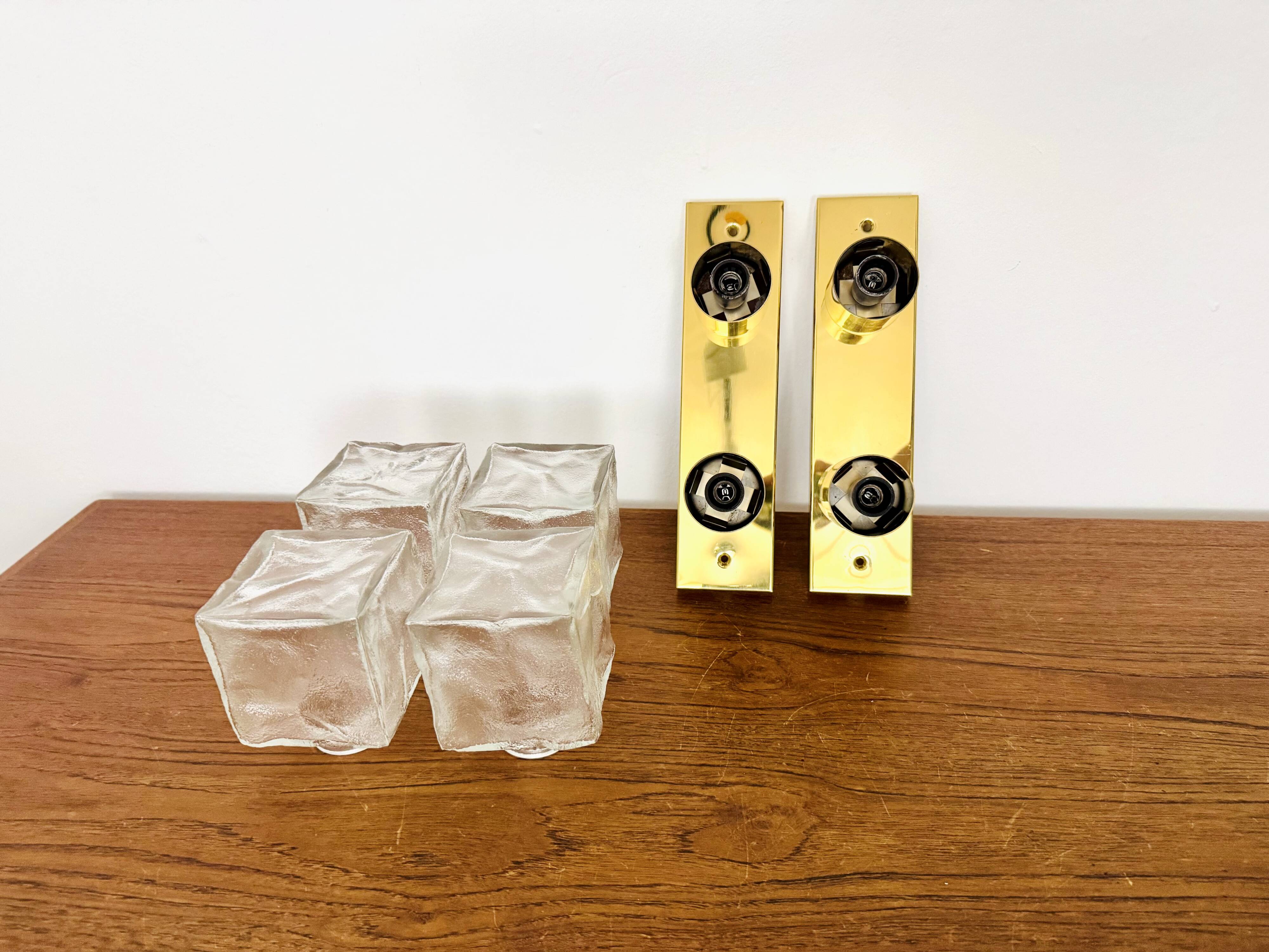 Ensemble de 2 appliques murales ou plafonniers Ice Cube de J.T. Kalmar