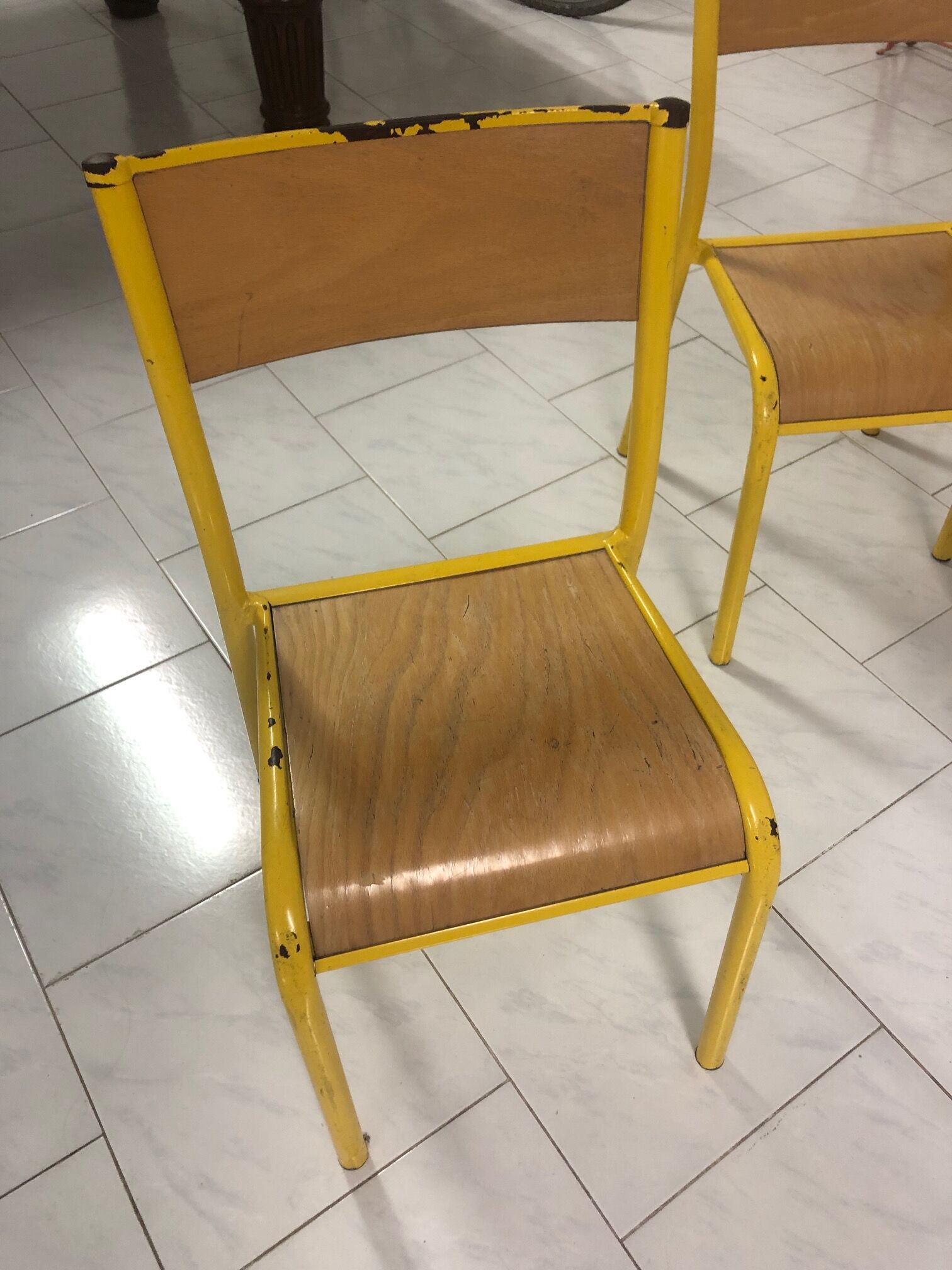 Set of 5 school vintage chairs