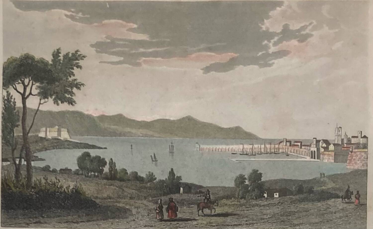 Tableau, gravure paysage à ANTIBES époque XIXe