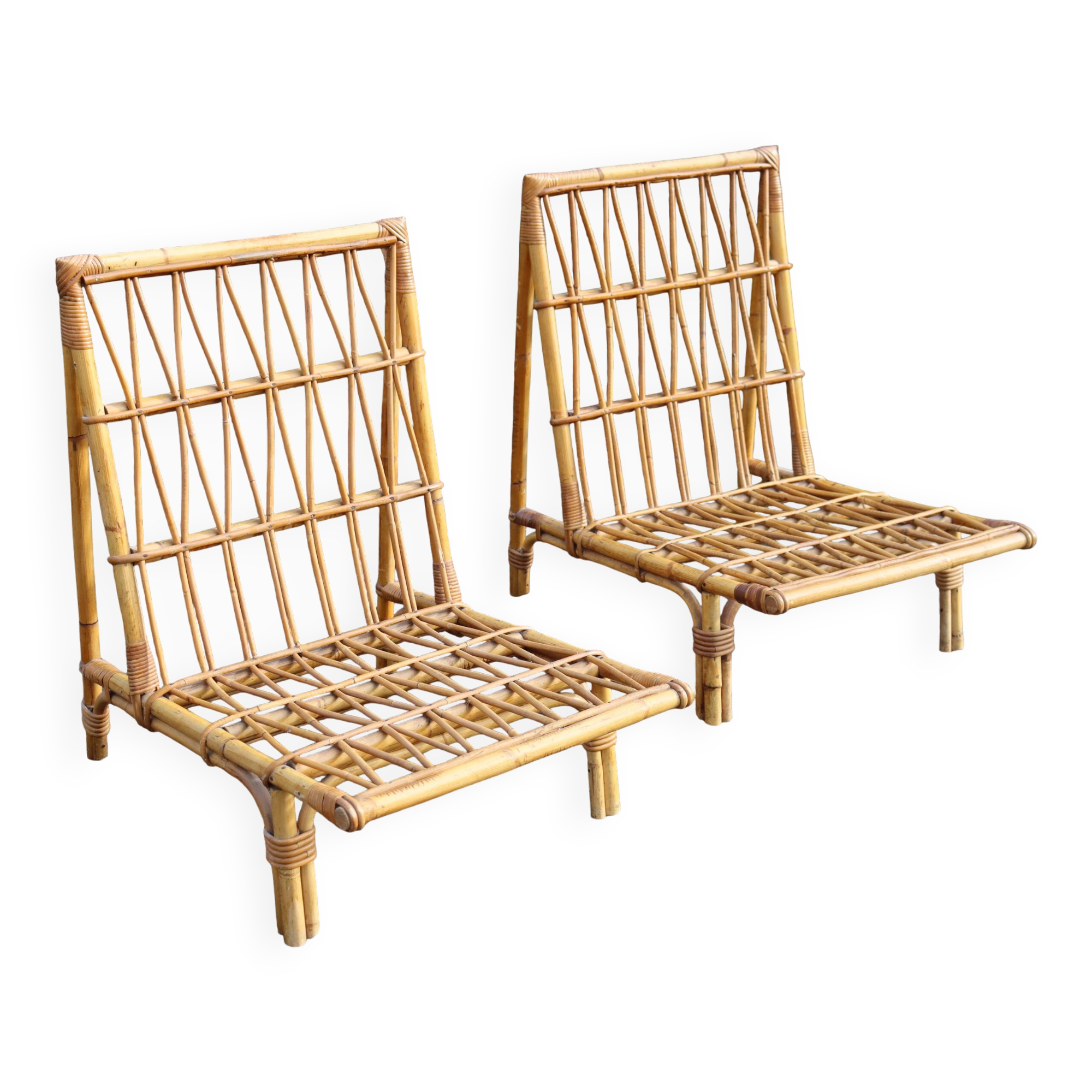 Pair of low armchairs in the Audoux Minet style