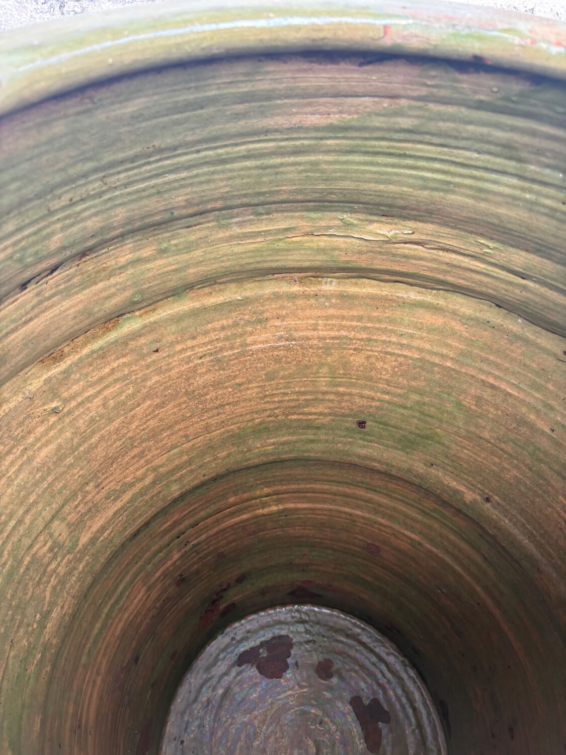 Large green glazed terracotta jar, Spain, 19th century.