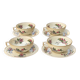Set of 4 tea cups and saucers Bernardaud Limoges – Chinese Birds