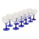 Set of Arcoroc Wine Glasses Cobalt Blue Base France 1980s
